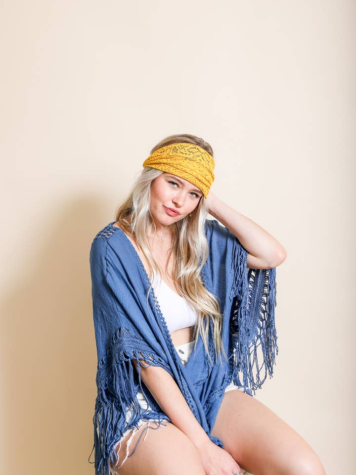 Bohemian Lace Stretch Headwrap for wholesale by Leto Accessories