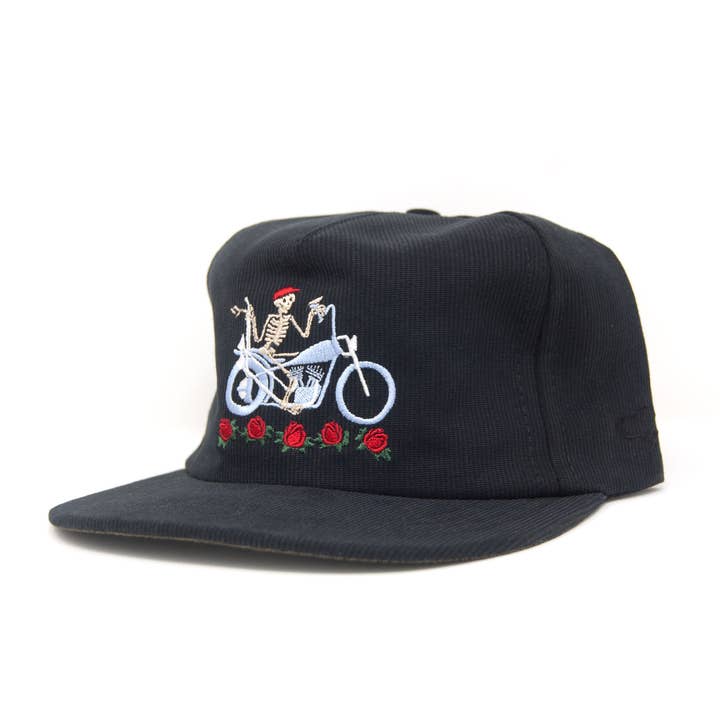 The Ampal Creative - Wholesale Flat Brim Cap - Unisex - Dead Flowers - Black