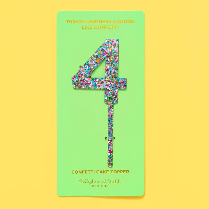 Taylor Elliott Designs - Wholesale Cake/Cupcake Topper - Cake Toppers - Num 0 - 9 - Colorful Confetti - Each