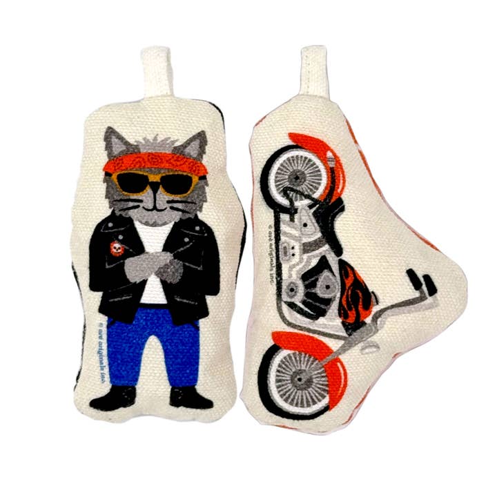 Go Kitty Go Cat Toy Set | Motorcycle Kitty for wholesale by Speckle and Spot by Ore’ Originals