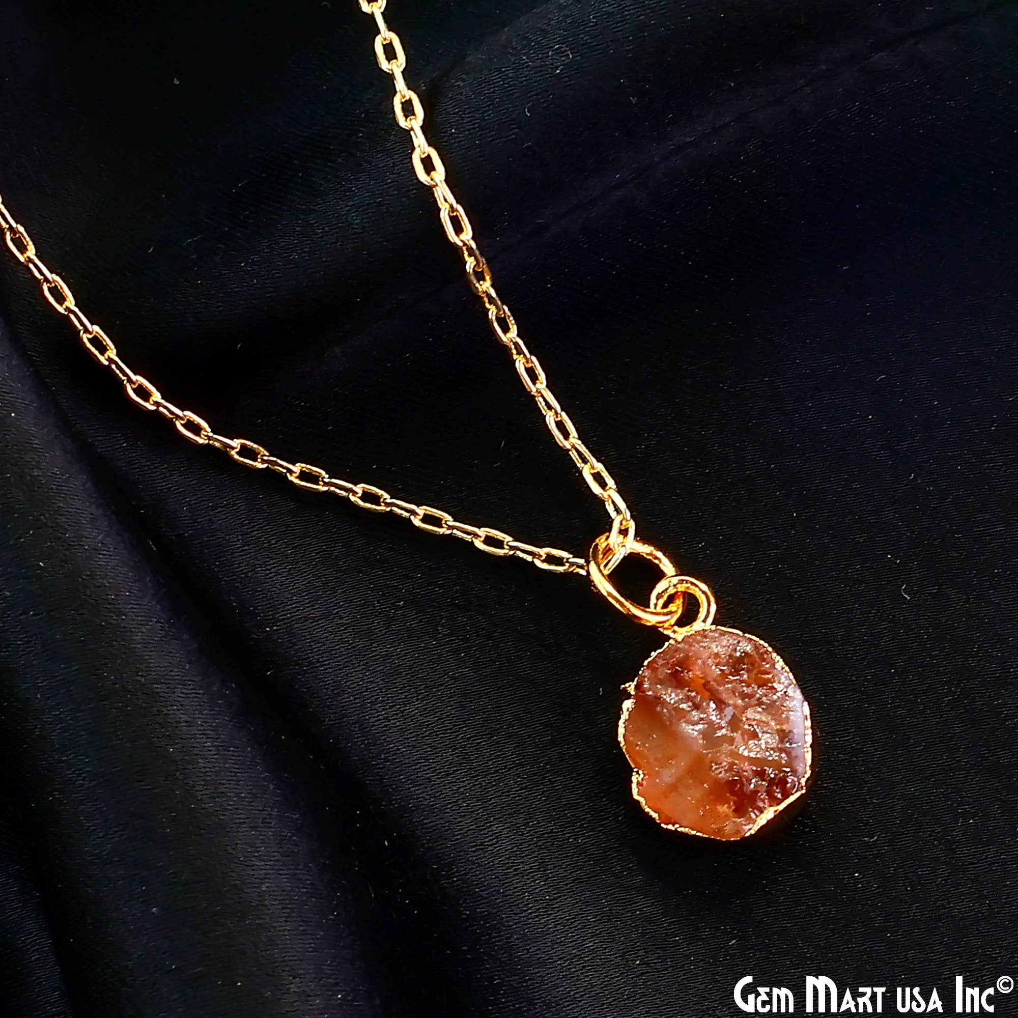 GemMartUSA - Wholesale Pendant/Charm Necklace - Rough Gemstone 16x10mm Gold Electroplated Single Bail Charm12
