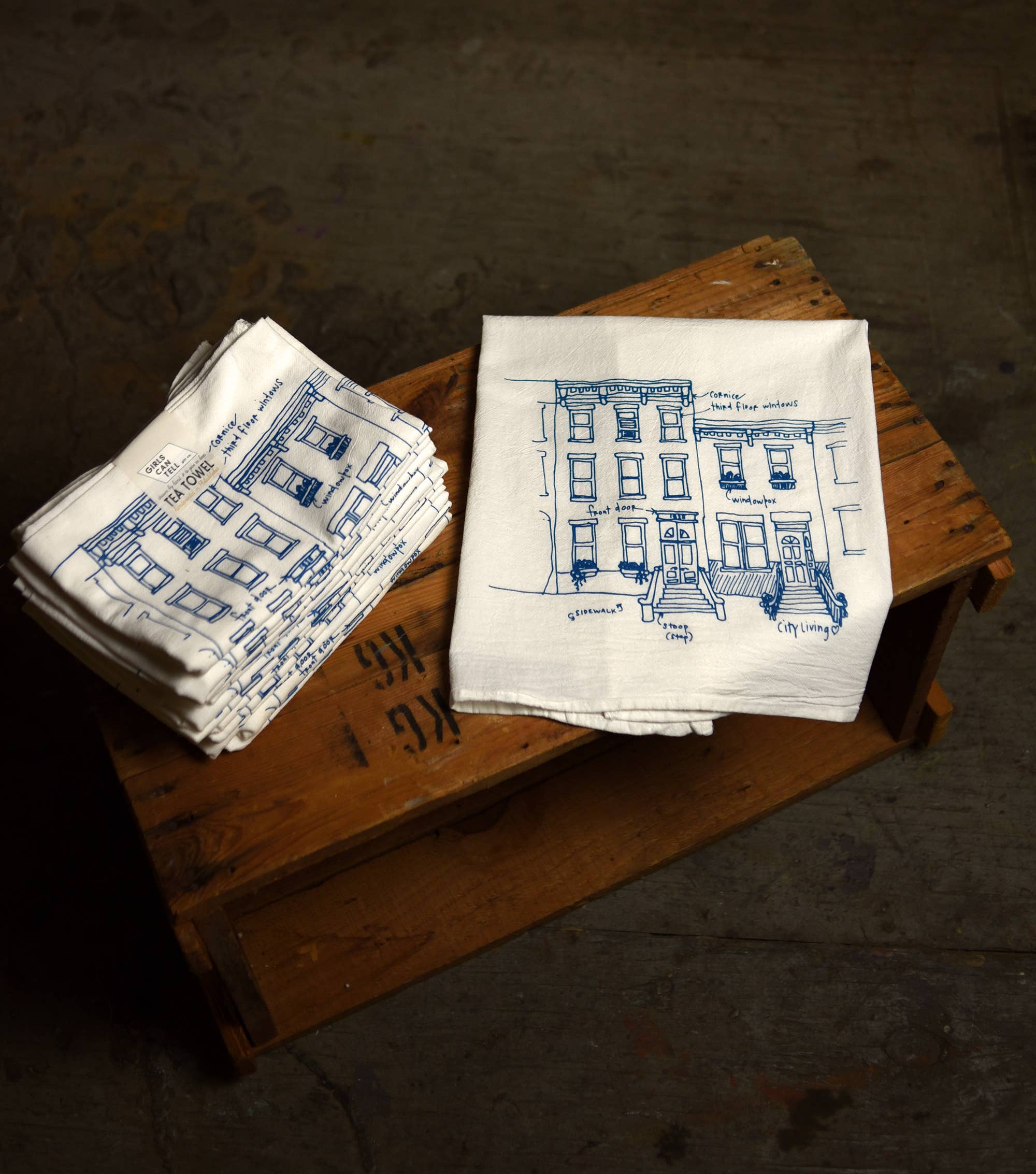 Girls Can Tell - Wholesale Tea Towel - Rowhouses Tea Towel | kitchen | flour sack | dish towels2