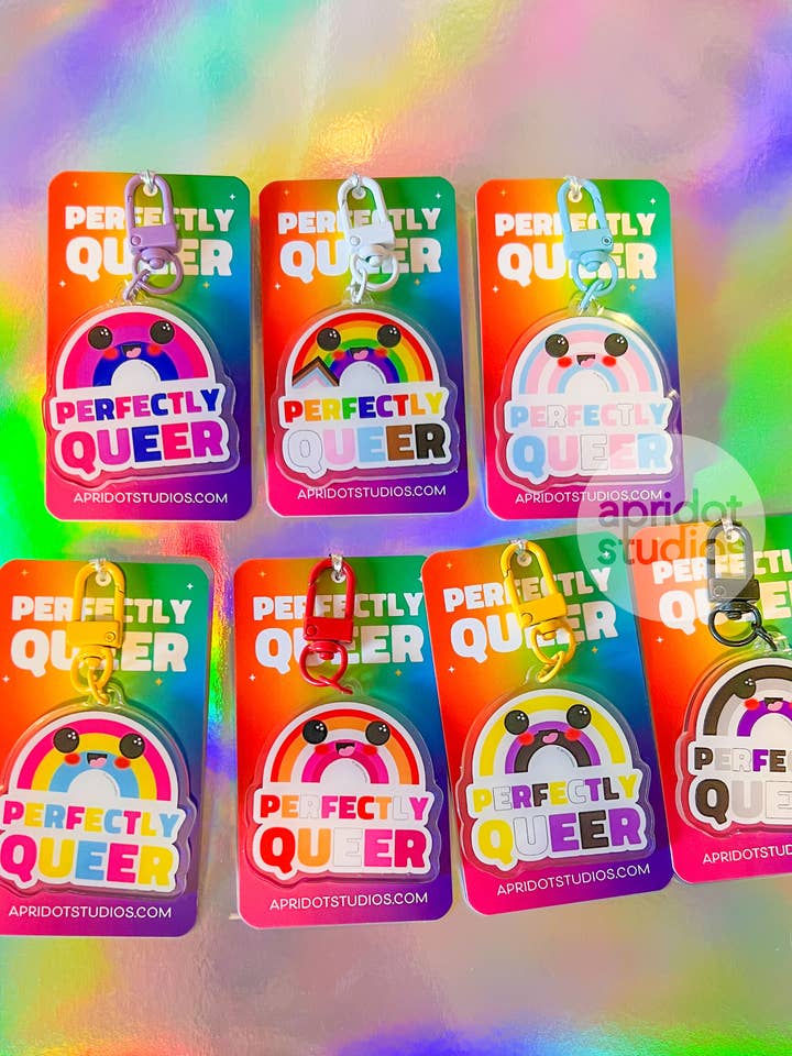 Perfectly Queer Keychain for wholesale by Apridot Studios