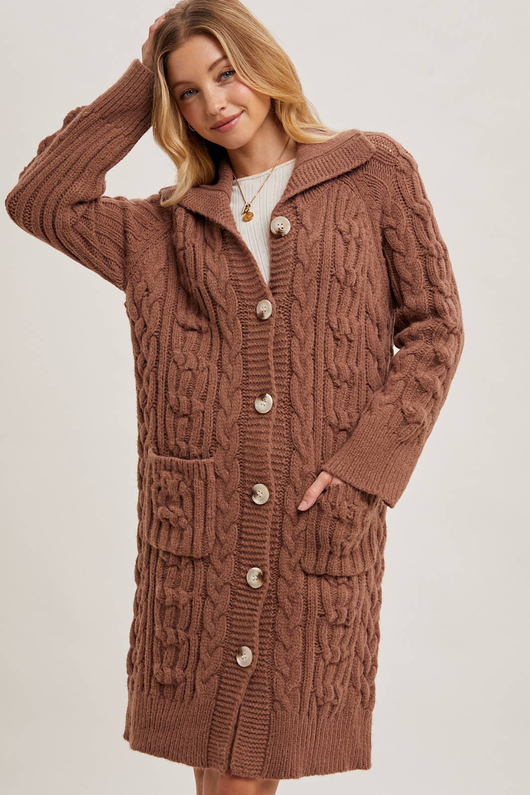 Bluivy - Vente Cardigan – femme - CARDIGAN EN MAILLE TORSADÉE BOUTONNÉE7