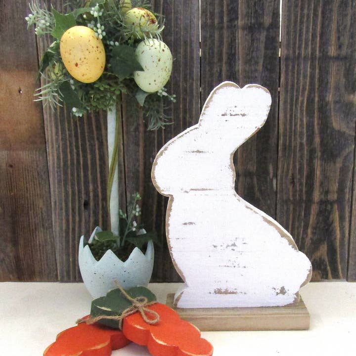 Rustic White Easter Rabbit Table Decor for wholesale by Tattered Grace