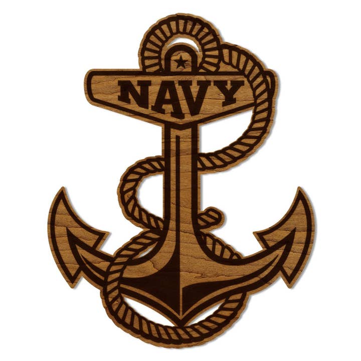United States Naval Academy Anchor Wall Hanging – Crafted from Cherry and Maple Wood - Navy Midshipmen for wholesale by LazerEdge