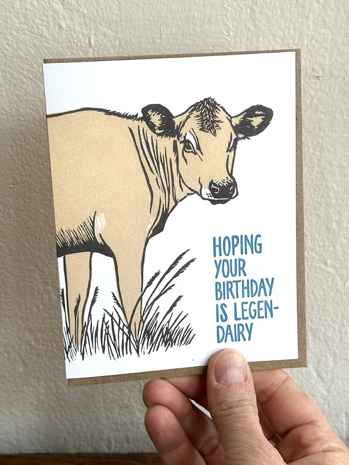 Lynn-oleum - Wholesale Birthday Card - Cow Birthday LETTERPRESS CARD1