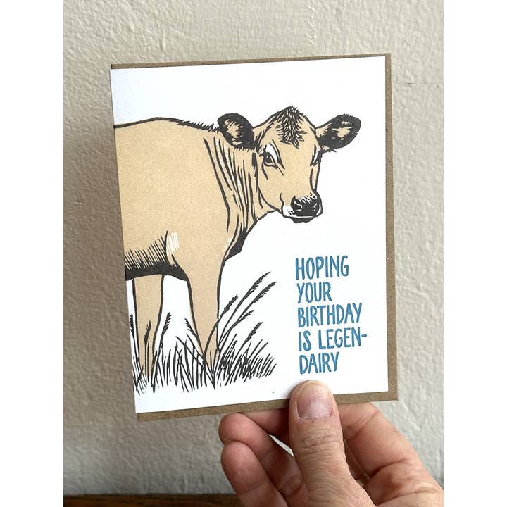 Lynn-oleum - Wholesale Birthday Card - Cow Birthday LETTERPRESS CARD1