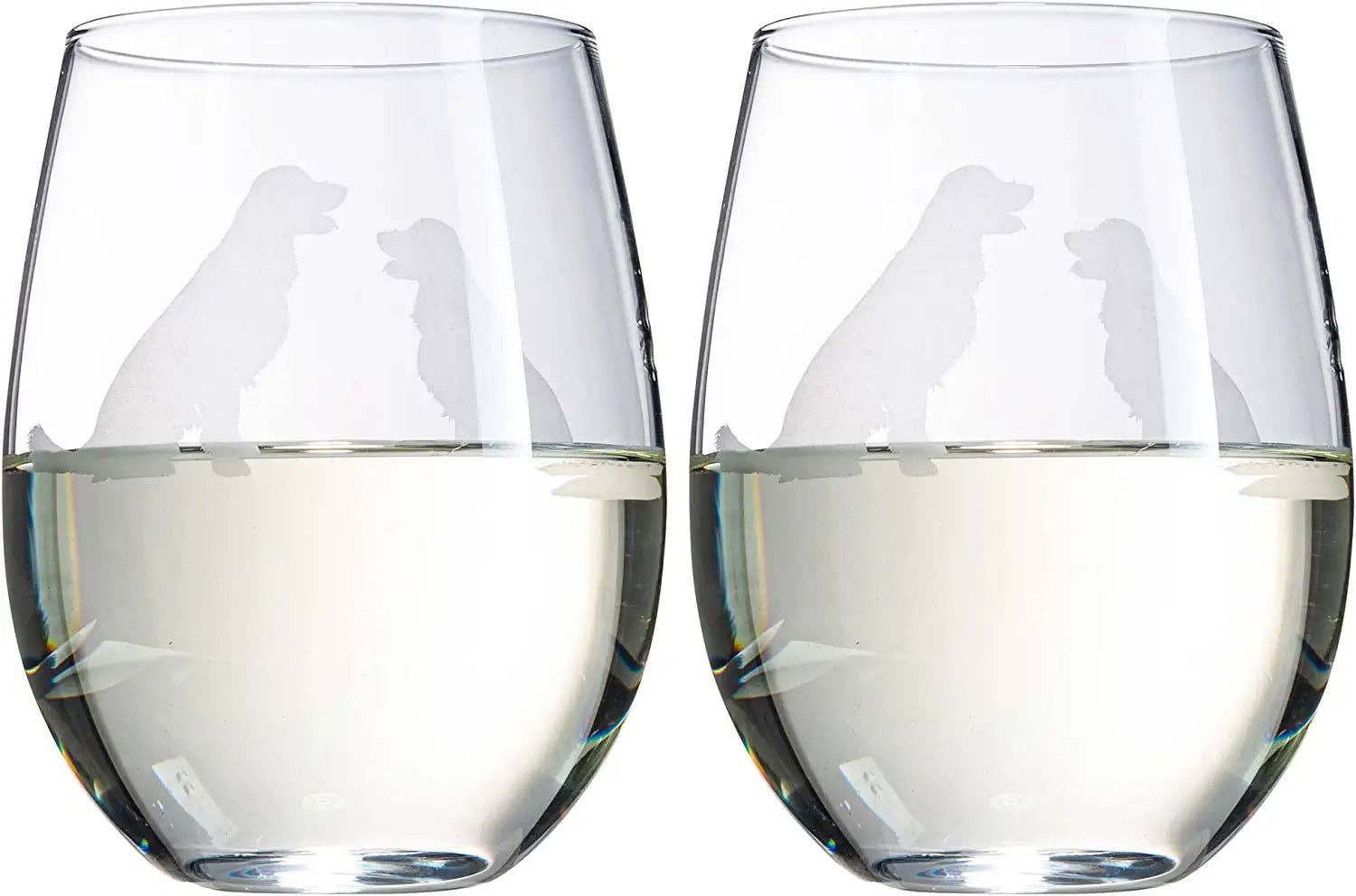 The Wine Savant /  Khen Glassware - Wholesale Wine Glass - Golden Retriever Stemless Wine Glasses Set of 21