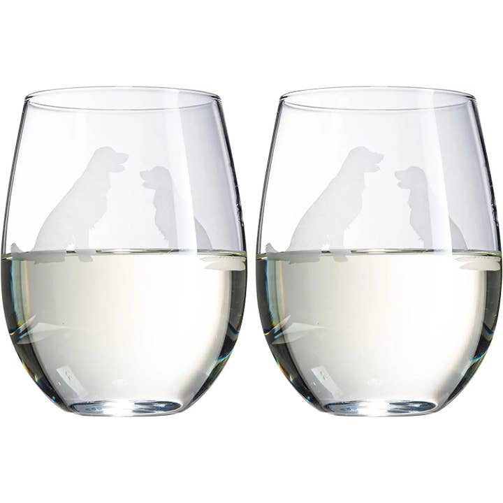 The Wine Savant / Khen Glassware - Wholesale Wine Glass - Golden Retriever Stemless Wine Glasses Set of 21