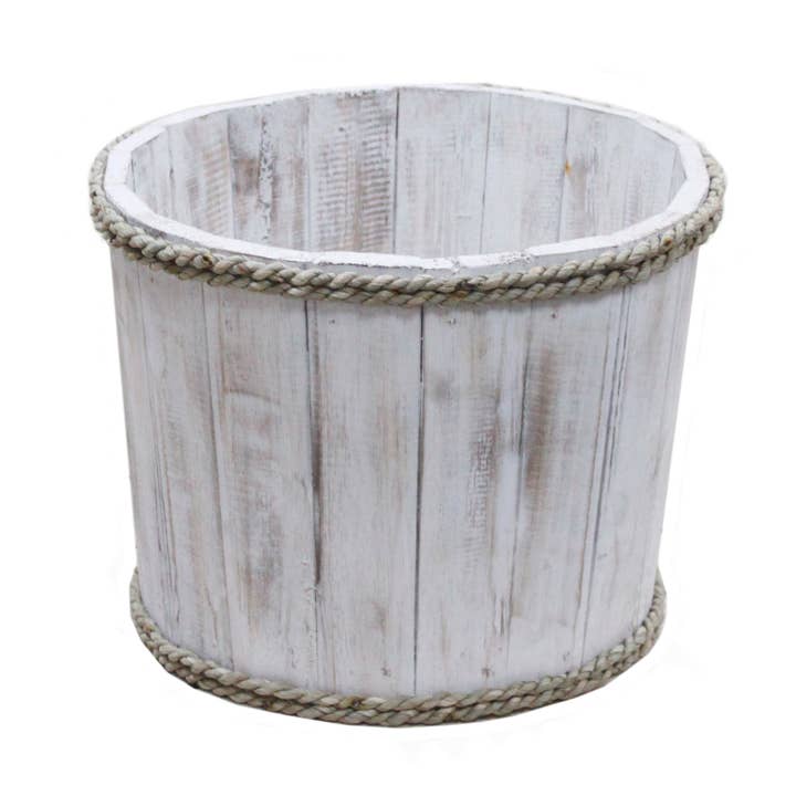 Small Nautical Display Tub - Whitewash 21x29cm for wholesale by Ancient Wisdom