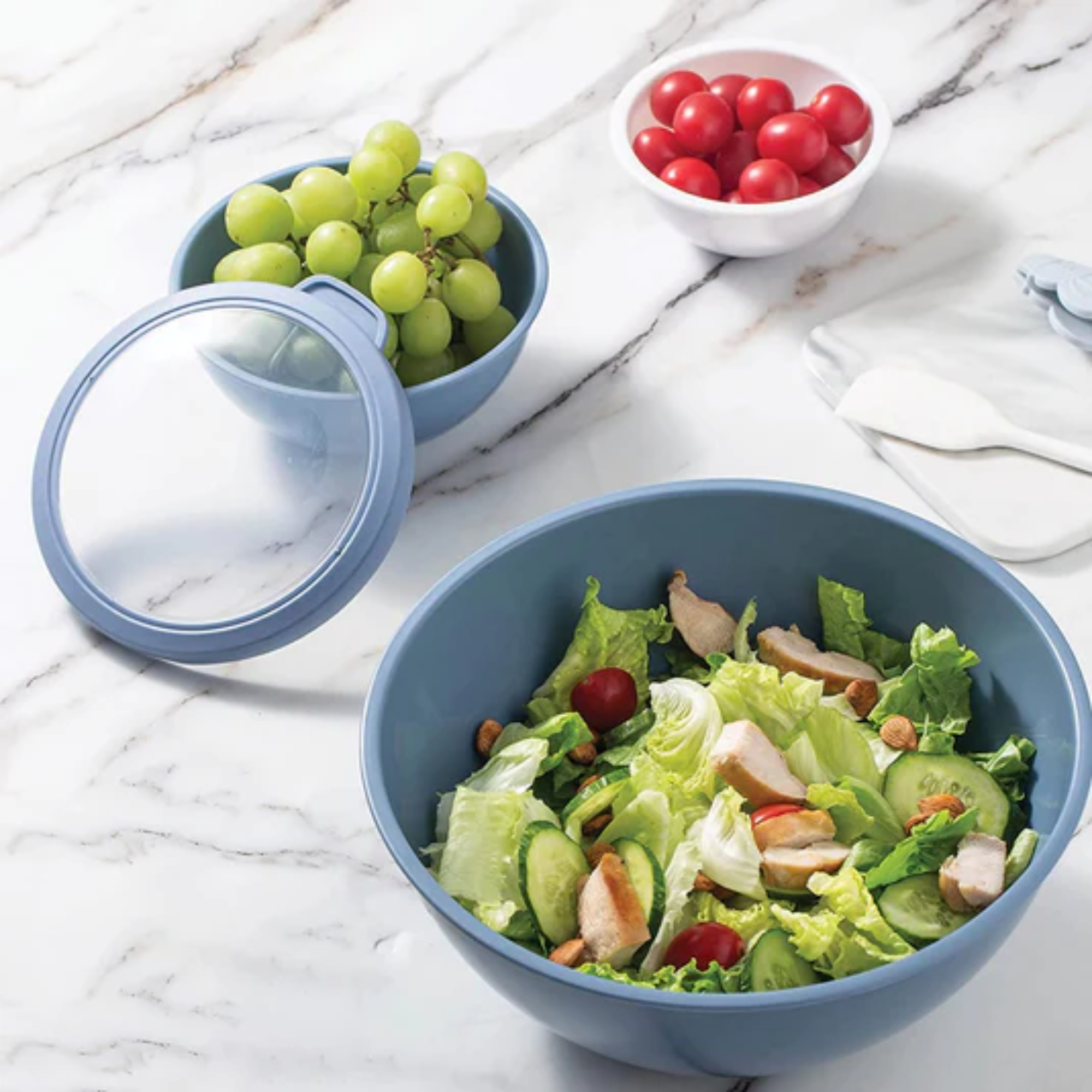 DE'VELO INC. – Großhandel Rührschüsseln – Rühr-/Vorbereitungs-Schüsseln im stapelbaren Design, Set aus 6 mit transparenten Deckeln5