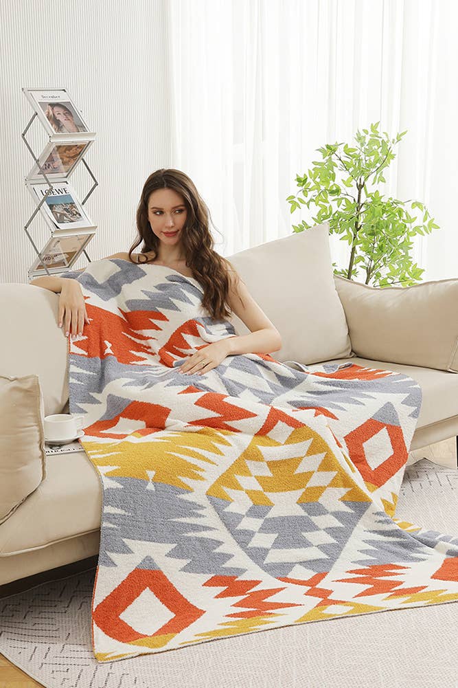 Hana - Vendita all'ingrosso Plaid - Coperta invernale reversibile con motivo tribale3