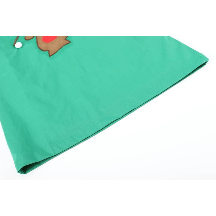 Lil Cactus - Wholesale Dress - Kids - Green Swing Dress with Pompom Reindeer