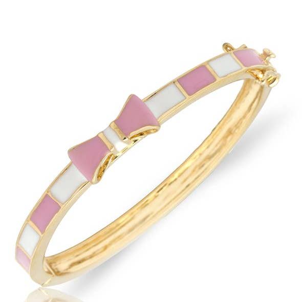 Pink And White Bow Bangle for wholesale by Lily Nily