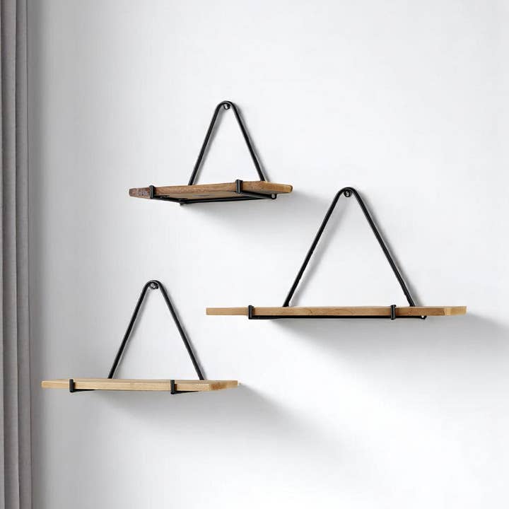 Set van 3 zwart en bruin driehoekig wandgemonteerd accentrek voor wholesale door HomeRoots