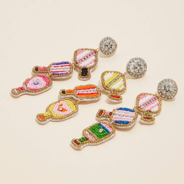 Sports Rocket Seed Beaded Dangling Earrings for wholesale by Lilla Haven