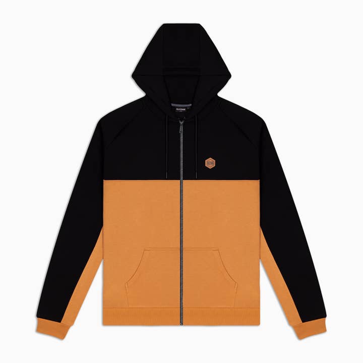 Section Insert Zip Hoodie Zwart/Kaki voor wholesale door Dolly Noire