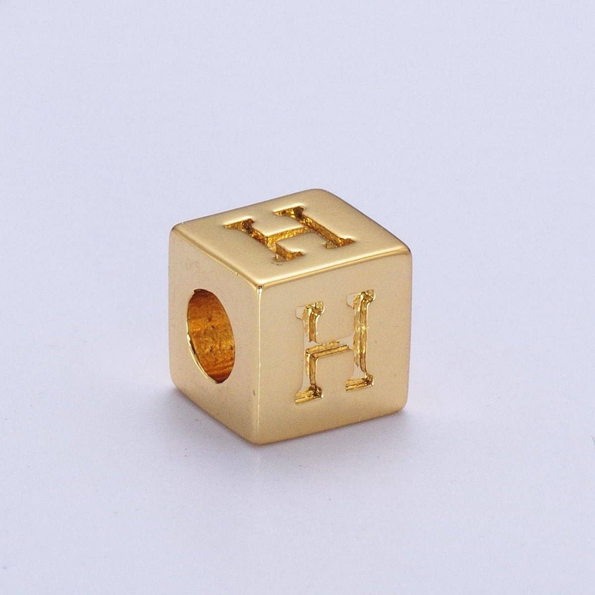 Aim Eternal - Wholesale Individual Charm/Pendant - Gold Initial Letter Alphabet 6.2mm Block Beads Charm Connector For Jewelry Making Component Supply A-A1145-A-A11577