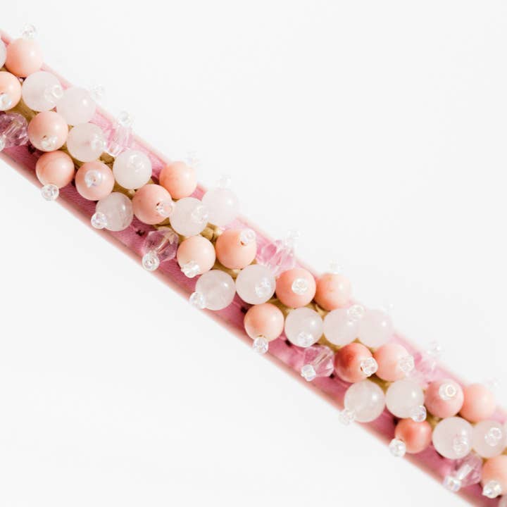 Dosha Dog - Wholesale Pet collar – Dog - Mini Beaded Collar/Leash - Dark Pink, Quartz1