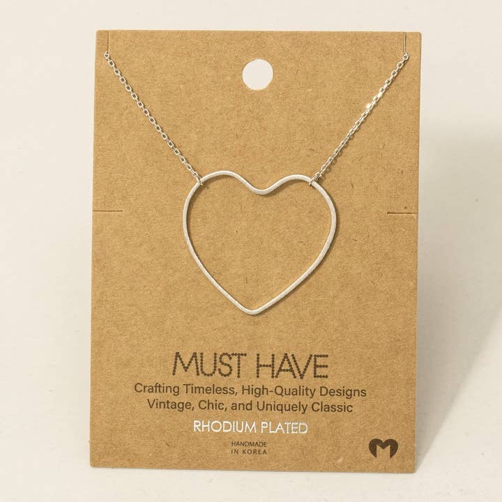 Heart Cutout Pendant Necklace for wholesale by Fame Accessories