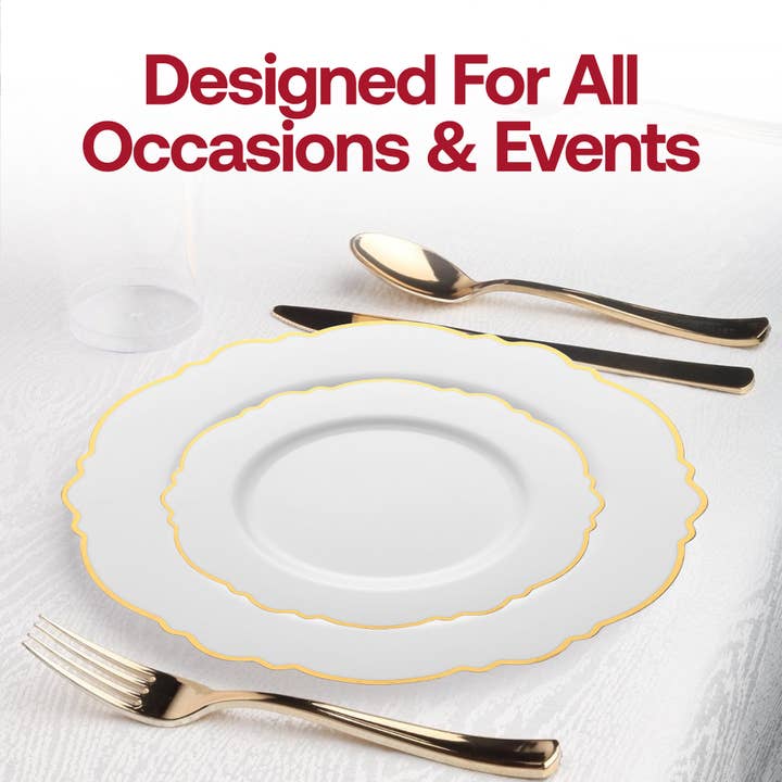 Smarty had a Party - Wholesale Serviesset - Wit met Gouden Rand Plastic Servies Set - 120 Gasten