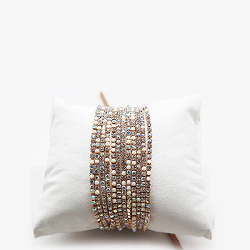 Fashion City – Conjunto de joias por atacado – Pulseiras de Pedra de Cristal Stretch Stretch de 12 Camadas 11