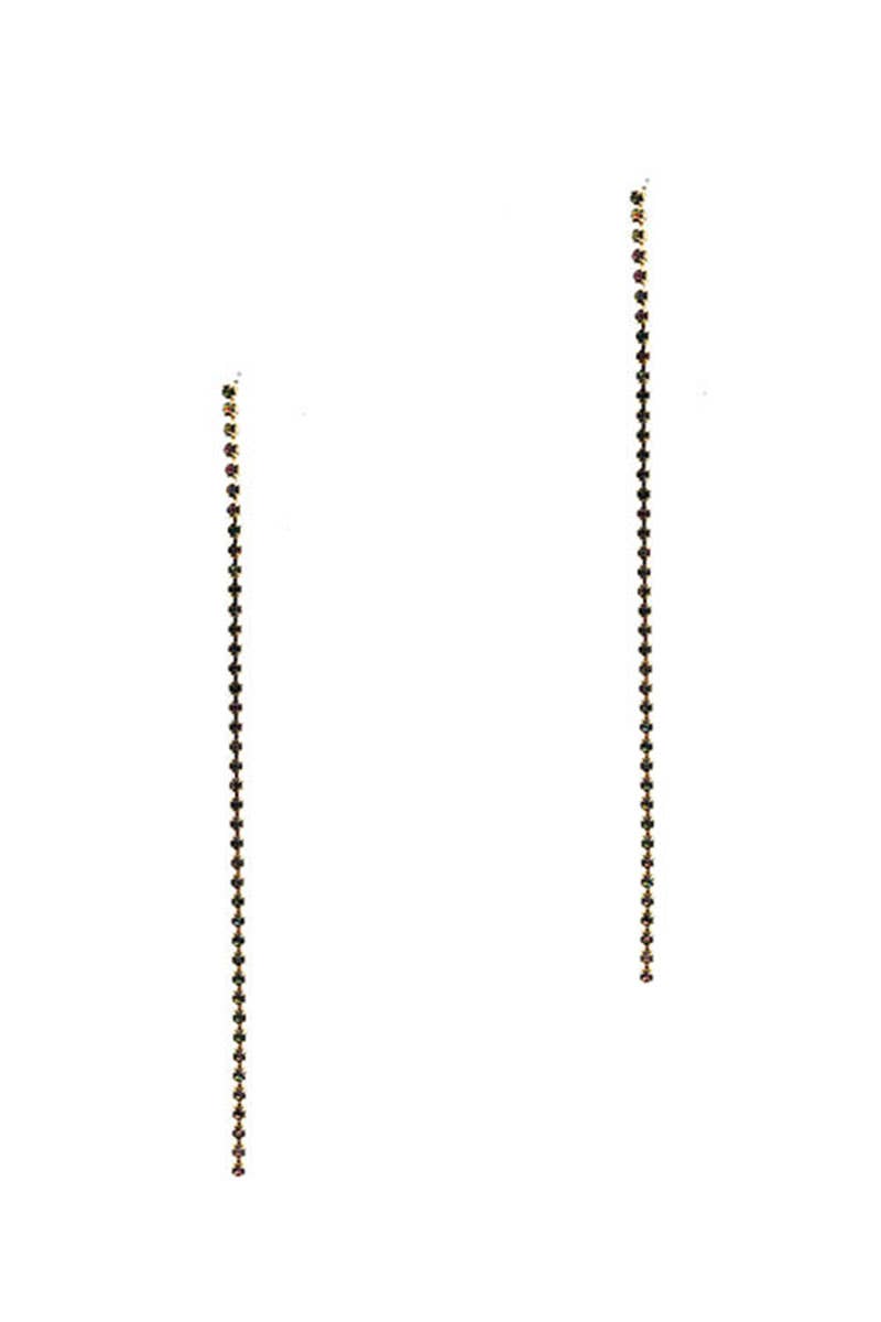 JOIA ACCESSORIES – wholesale Dangle earrings – COLOR RHINESTONE LINE DROP THREAD EARRING, GE 30104