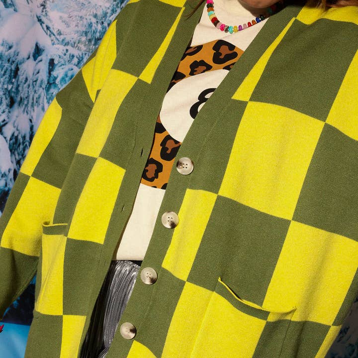 Heat Check Green Checkered Oversized Cardigan and other Purchase Wholesale garment fabric. Free Returns & Net 60 Terms on Faire trending on Faire.