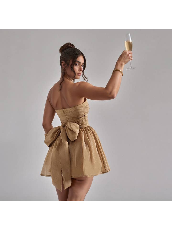 Sanyao Fashion - Wholesale Dress - Women's - SF11 Elegant One-Shoulder Tube Top Tutu Skirt Backless Dress4