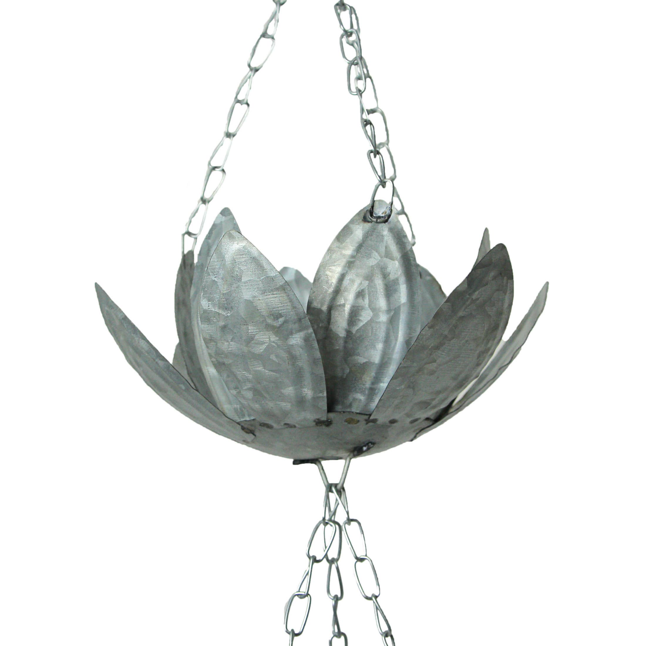 Zeckos - Wholesale Wind chime - 70 Inch Galvanized Metal Flower Rain Chain Downspout Accent1