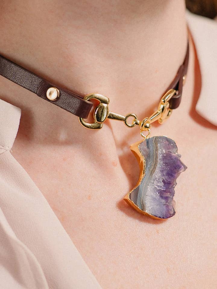Maan Edelsteen: Ruwe Amethist Choker voor wholesale door PHOEBE´S