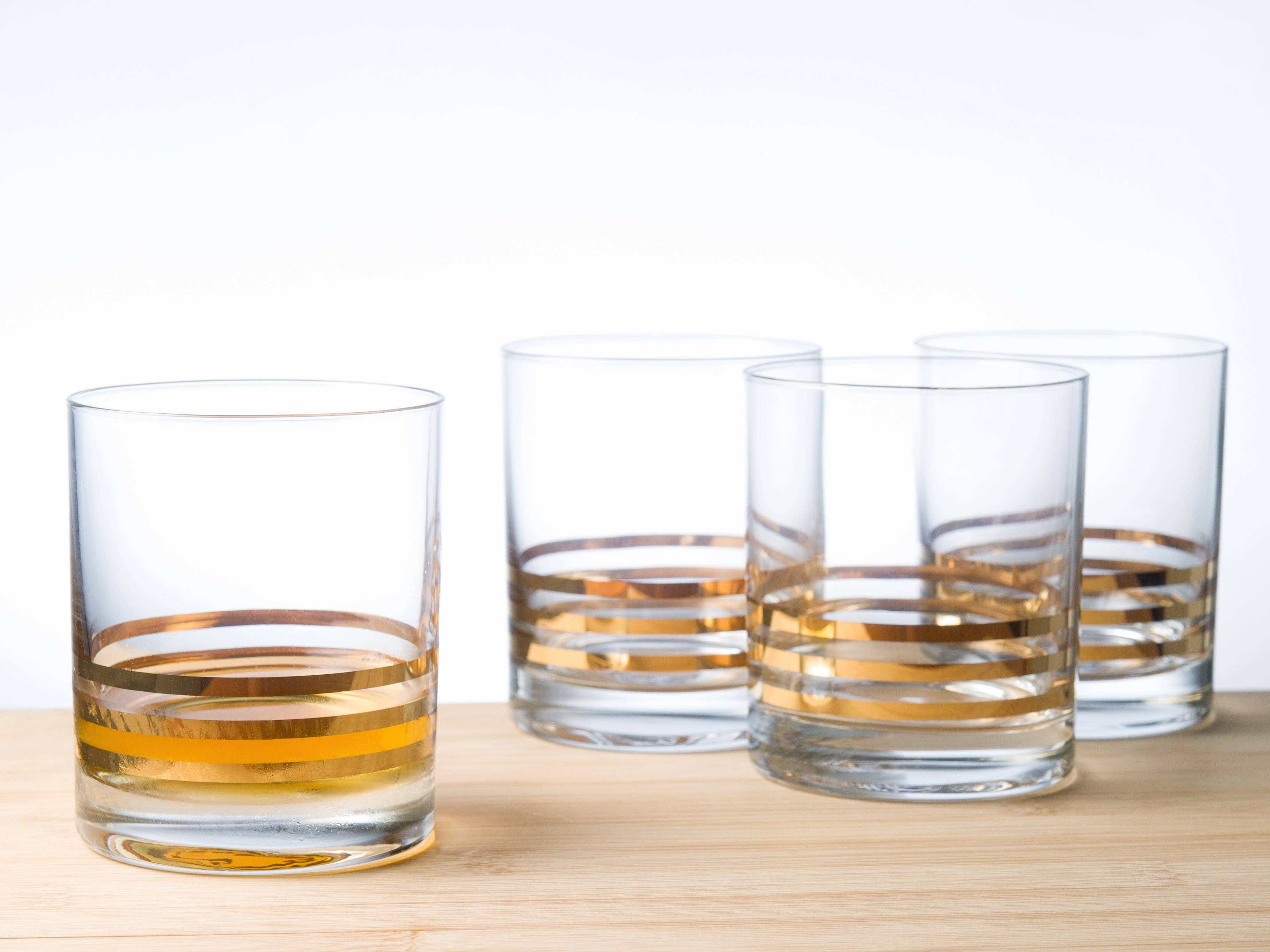 Barski - Vendita all'ingrosso Bicchieri da cocktail/superalcolici - Bicchieri doppi vecchio stile con strisce dorate, set di 41