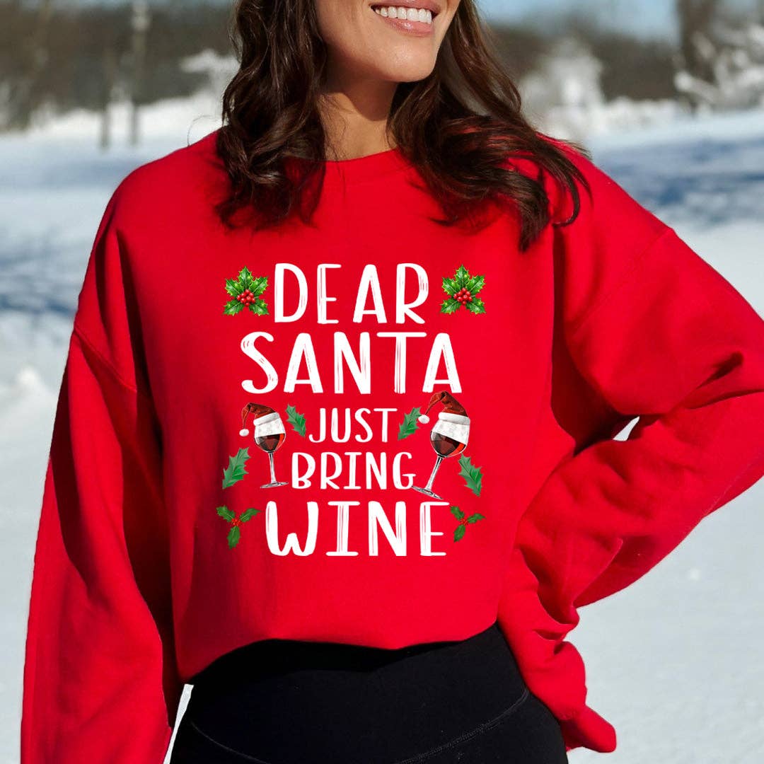 LA Shirt Company - Wholesale Graphic Sweatshirt - Women's - Dear Santa Just Bring Wine - Sweatshirt & Hoodie2