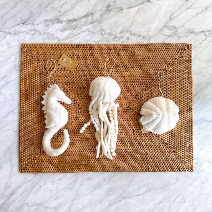 Ganapati - Wholesale Ornament Set - Felt White Sea Life Ornament