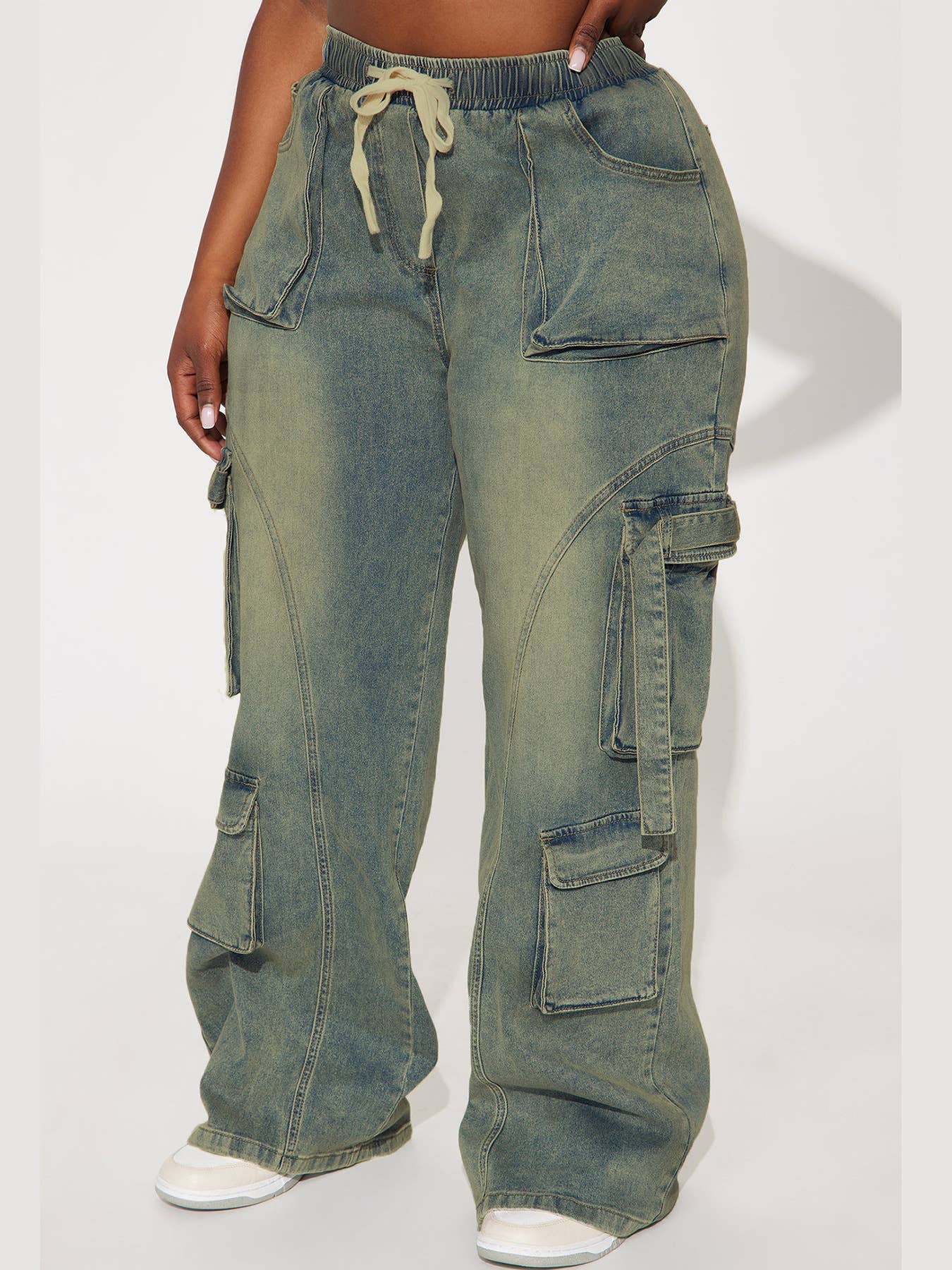 BLUE HIP HOP CARGO PANTS BAGGY CARGO WIDE-LEG JEANS for wholesale on Faire3