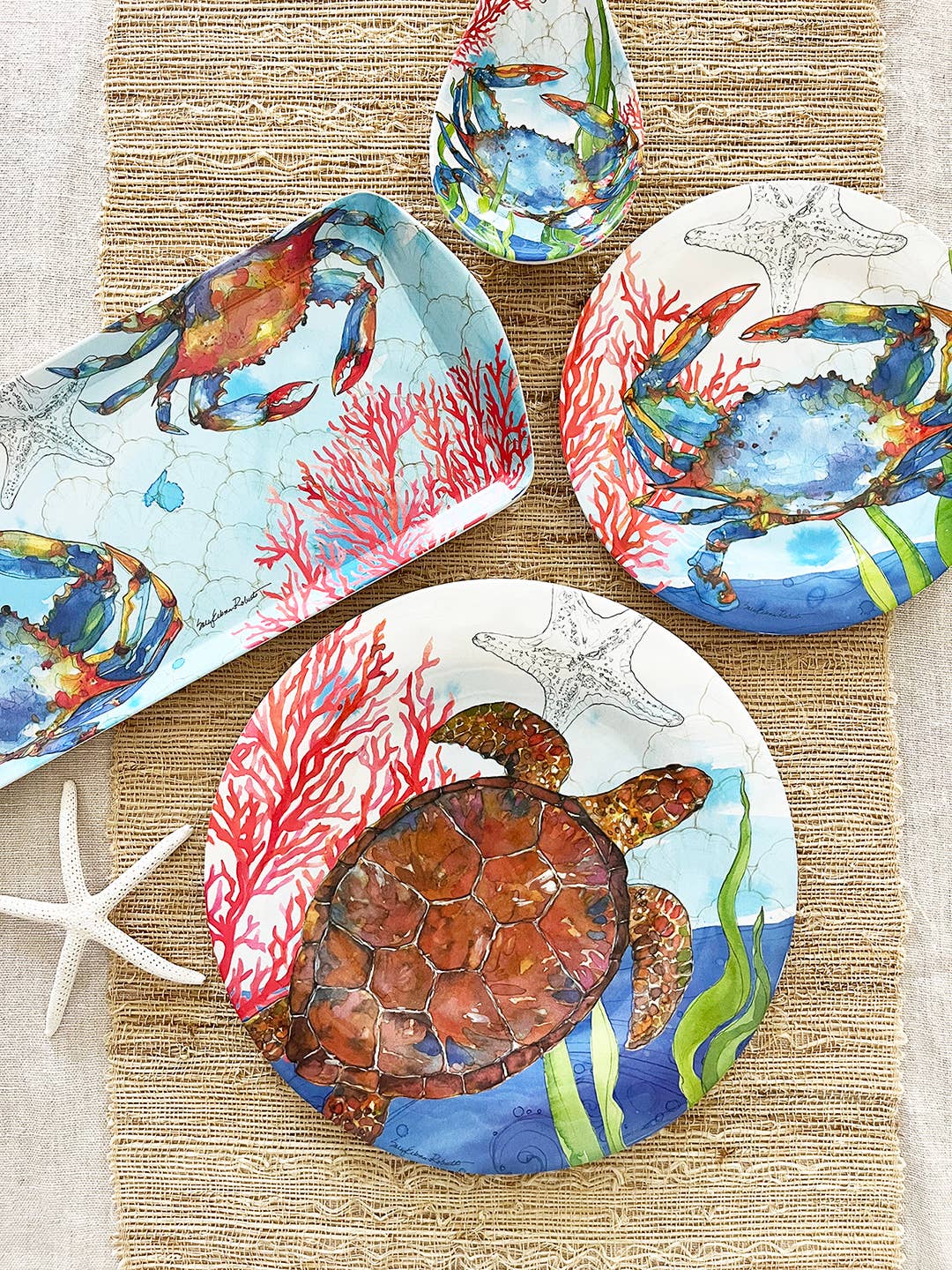 Bamboo Table - Wholesale Salad Plate - Oceana Coastal Crab Bamboo Salad Appetizer Plate1