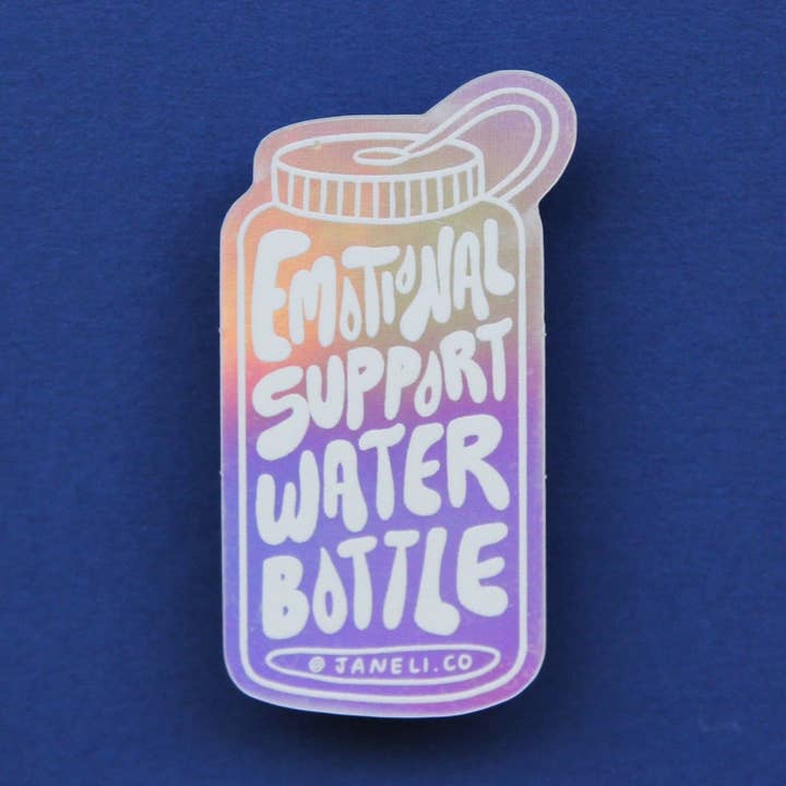 JaneLi.Co - Wholesale Sticker - Emotional Support Water Bottle Sticker (Holographic)0