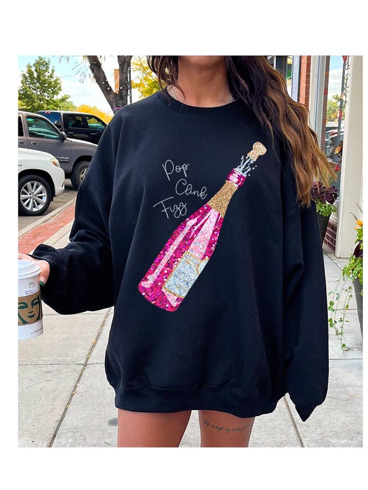 HAPPY NEW YEAR UNISEX FLEECE GRAPHIC SWEATSHIRT for wholesale by Pink Irene Wholesale