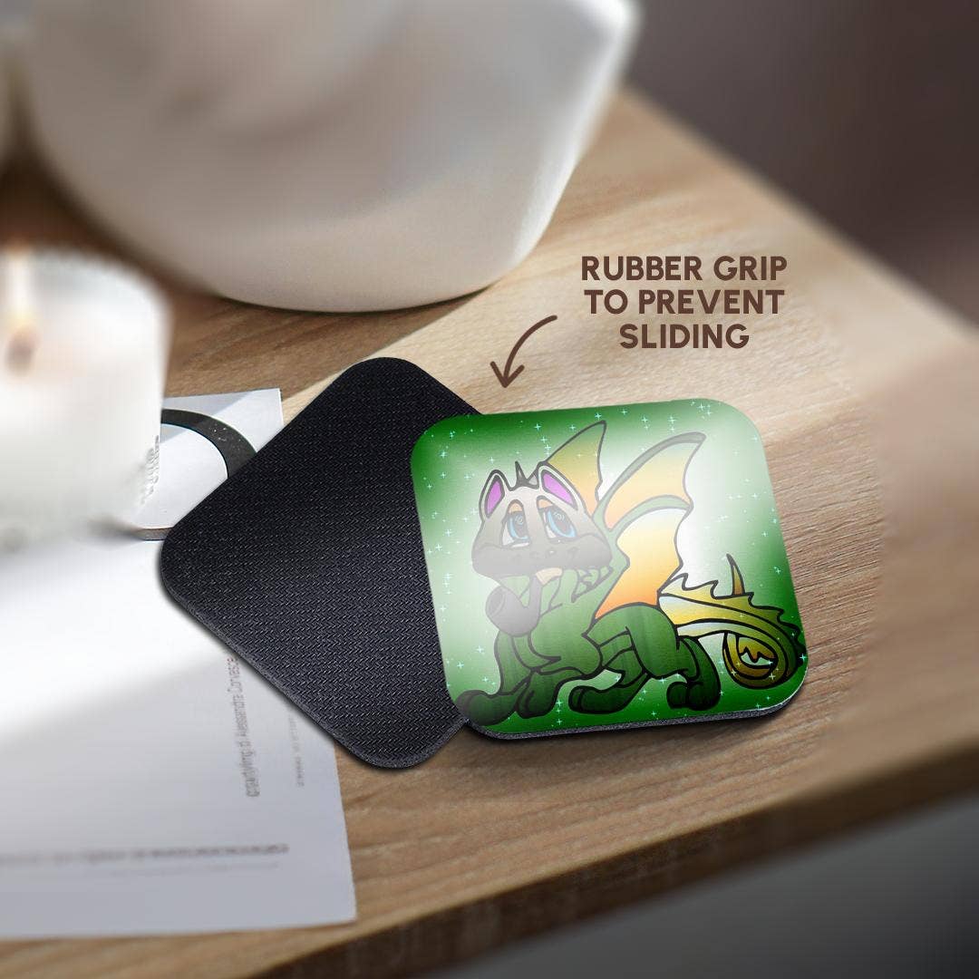 3dRose - Wholesale Coasters - 3dRose, Image of Cartoon Beautiful Chinese Dragon Smoking A Pipe, Coaster10