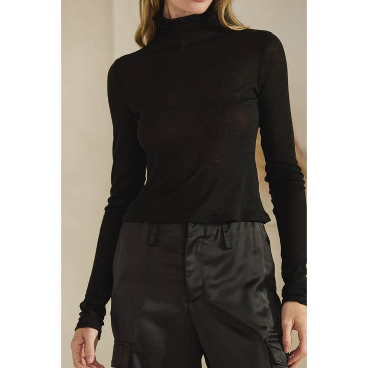 Honey Mango - Wholesale Blouse - Women's - Long sleeve sheer turtleneck top7