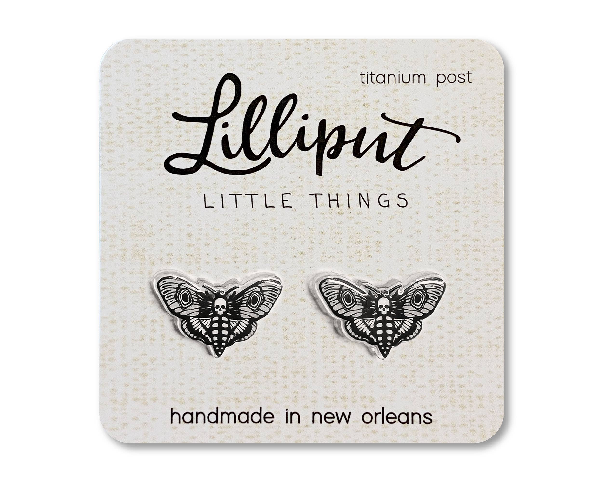Lilliput Little Things - Wholesale Stud/Post Earrings - Death's Head Moth Earrings // Witchy Earrings