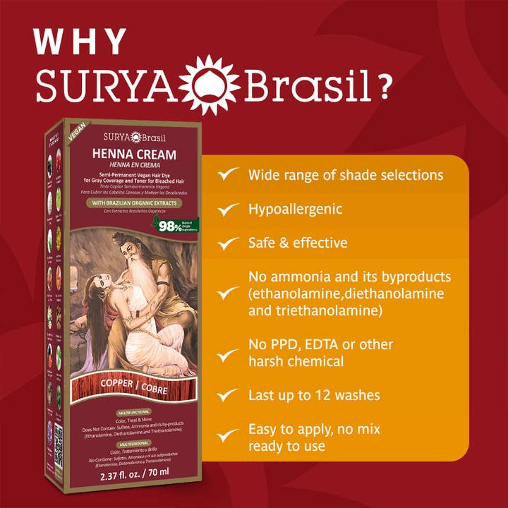 Surya Brasil - Wholesale Hair Dye - Henna Cream Copper Surya Brasil 2.37oz