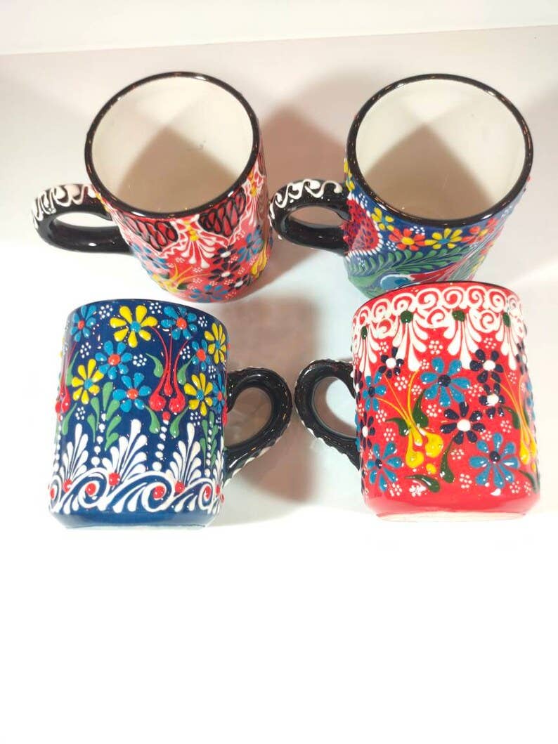 Mediterranean Collection – Großhandel Kaffeebecher – Türkische, handgefertigte türkische Keramiktassen, 20 Stück, sortiert 1