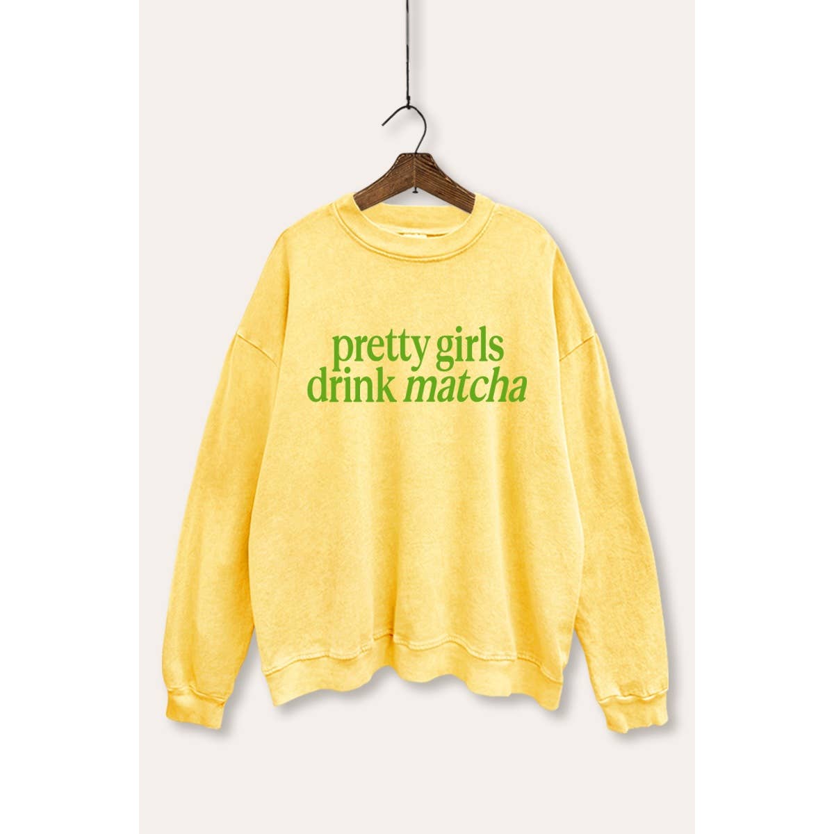 STARCHIS - Wholesale Graphic Sweatshirt - Women's - PRETTY GIRLS DRINK MATCHA MINERAL WASH GRAPHIC SWEATSHIRT7