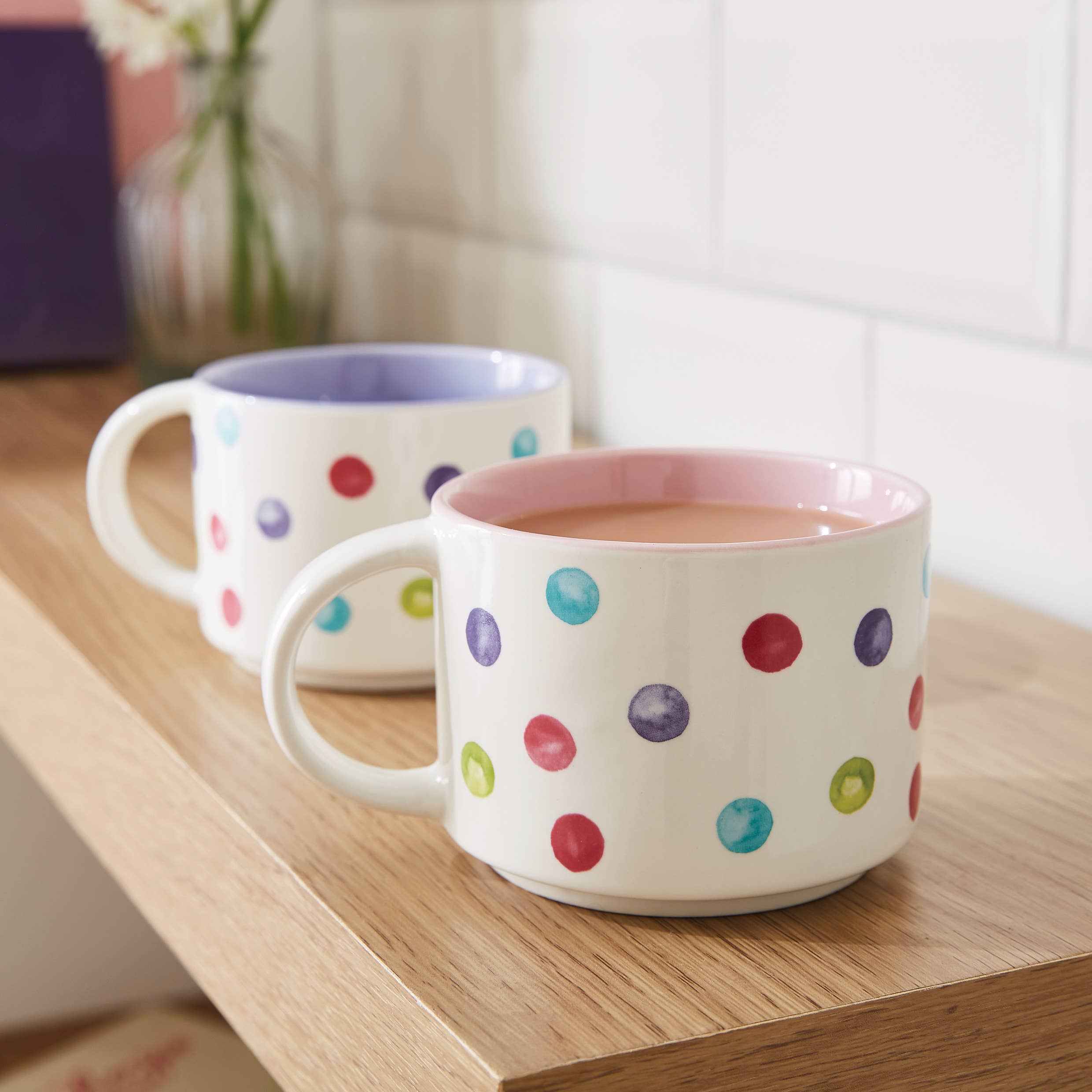 Stacking Mug - Lilac Spotty Dotty for wholesale on Faire2