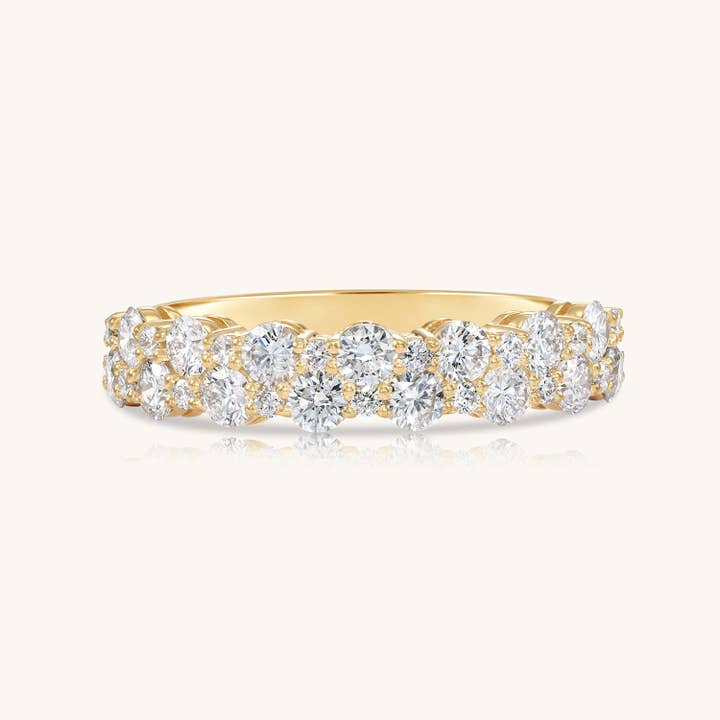 All Diamond Source - Wholesale Multi-Stone Ring - 14K Solid White Gold and Diamond Cluster Ring for Women