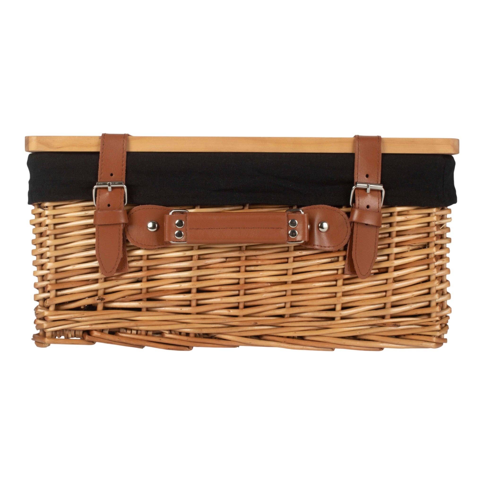 Red Hamper - Wholesale Picnic Basket - Double Steamed Black Lined Willow Empty Picnic Basket with Pinewood Lid3