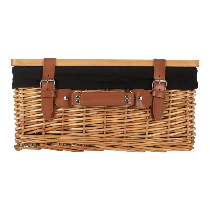 Red Hamper - Wholesale Picnic Basket - Double Steamed Black Lined Willow Empty Picnic Basket with Pinewood Lid3