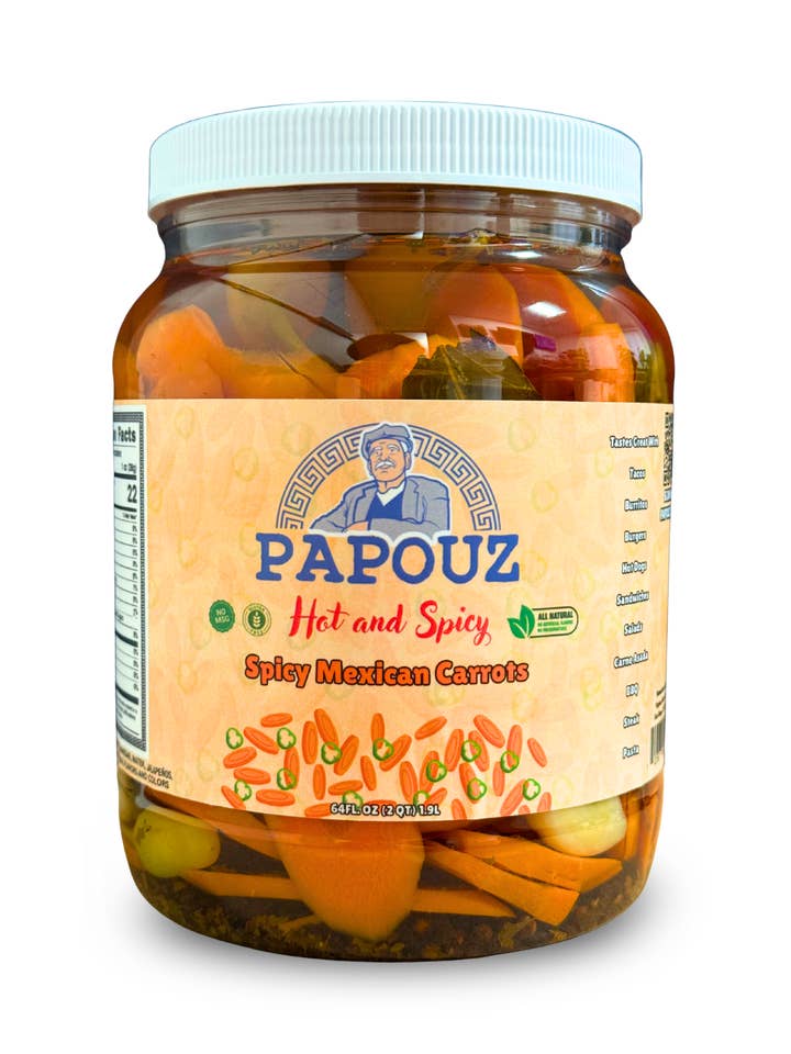 Papouz 64 Fl/Oz Spicy Mexican Pickled Carrots for wholesale by Papouz